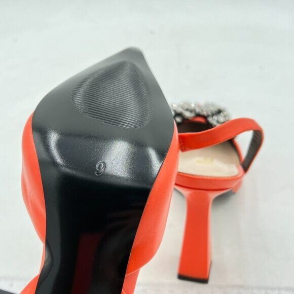 Milooey Orange Women Closed Pointed Toe Slip On Sandal Chic Rhinestone Butterfly - Picture 5 of 7